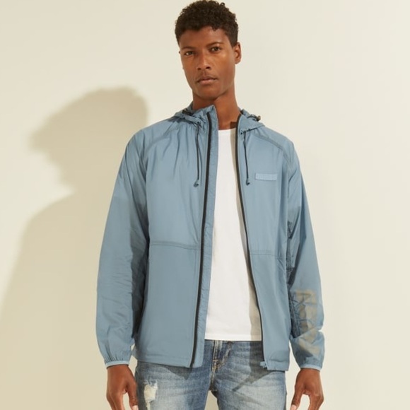 New GUESS Mens Hooded Windbreaker SZ XL - Picture 4 of 5